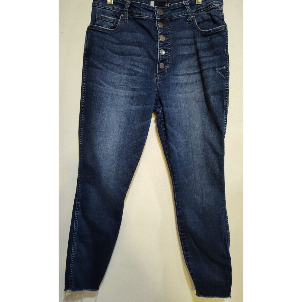 KUT from the Kloth Women Blue Denim Jeans Size 14 High Rise Fab Ab Ankle Skinny